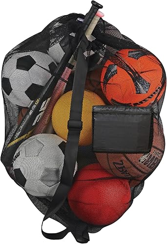 Keeble Outlets Bolsa de pelota deportiva extra grande de malla, bolsa de pelota de fútbol resistente, con cordón, trabajo en equipo para sostener