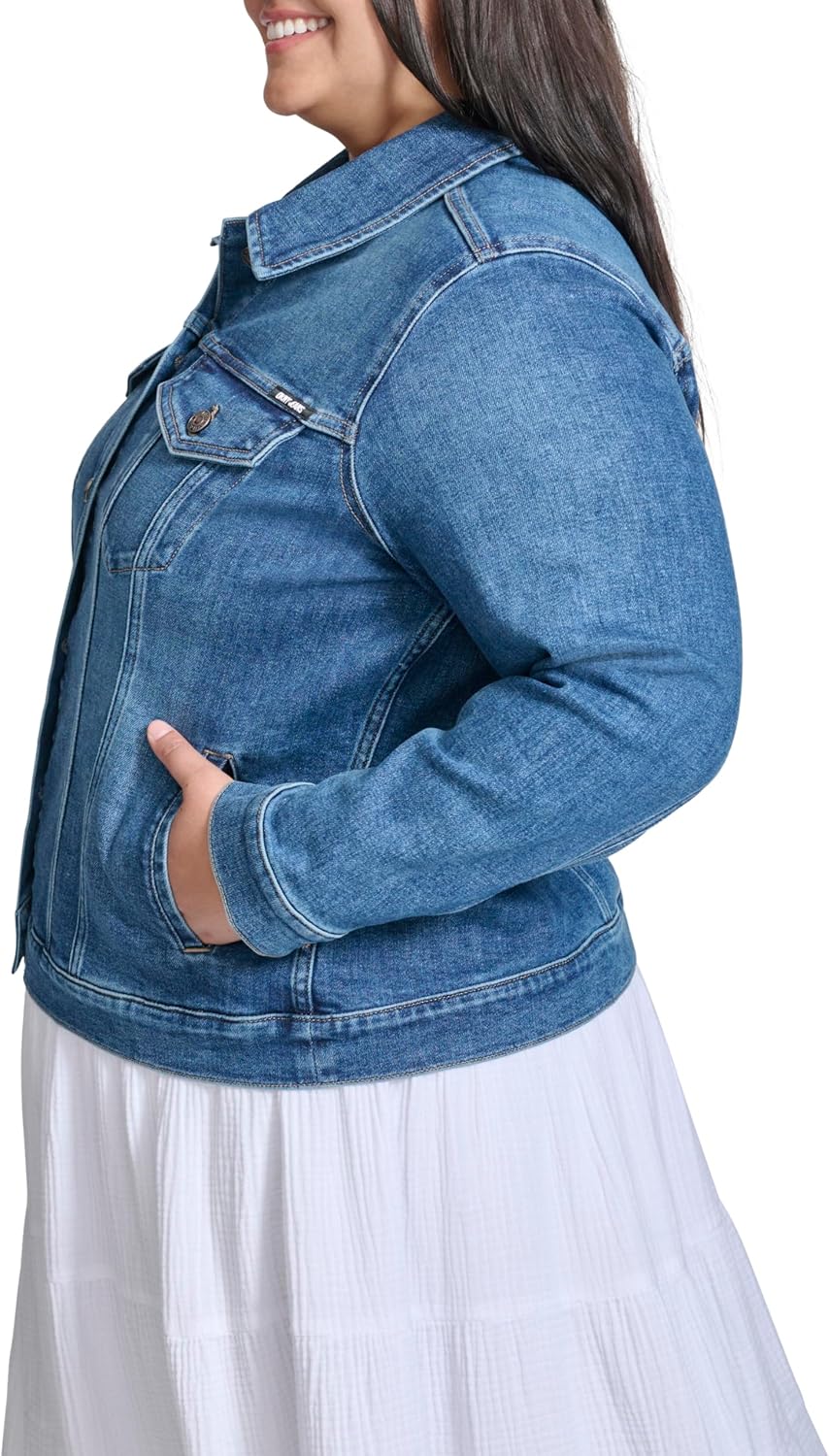 DKNY Women's Plus Denim Trucker Jacket