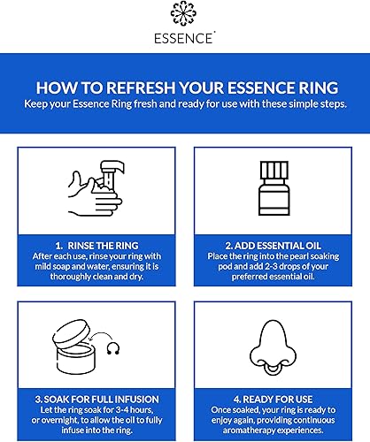 Vista 100 de Essence - Difusor nasal de aromaterapia portátil, anillo de nariz de aceite esencial de limón, inhalador de silicona para apoyo al estrés