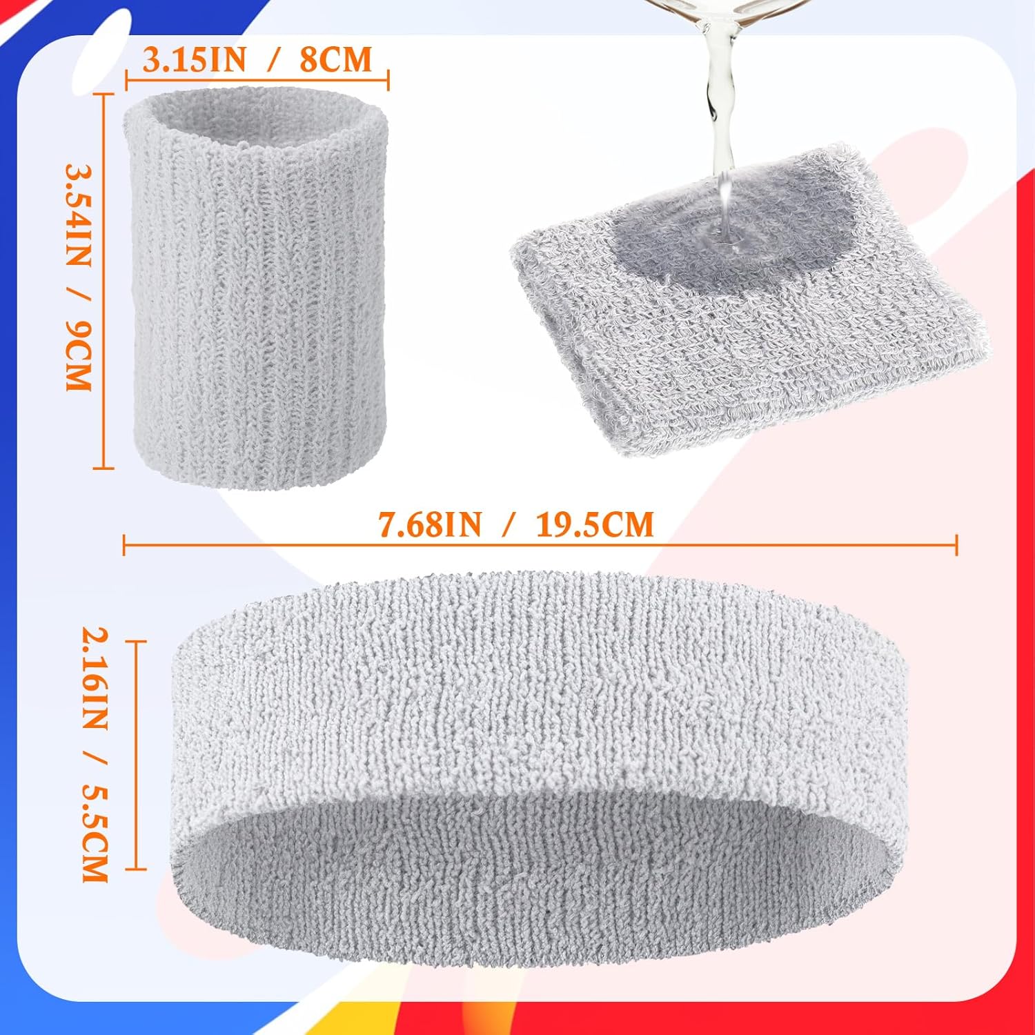 Civaner 12 Pcs 80s 90s Sweatbands Neon Sports Headbands Wristband Set for Men Women Party Cotton Headbands Terry Cloth Athletic Sweat Bands for Tennis Football Gym Outdoor Accessories - Image 2