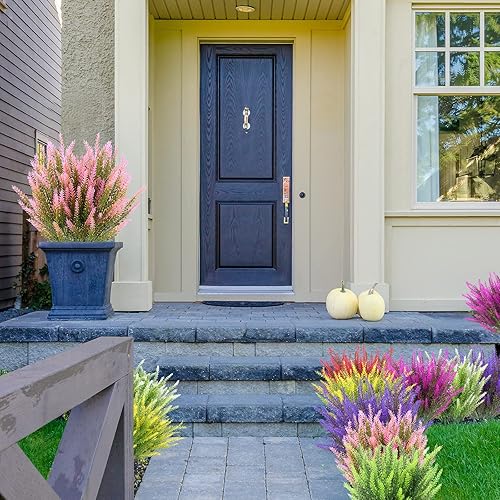 Miniatura 3 de Flores artificiales de lavanda, 12 paquetes de flores falsas resistentes a los rayos UV que no se decoloran, plantas de plástico sintético,