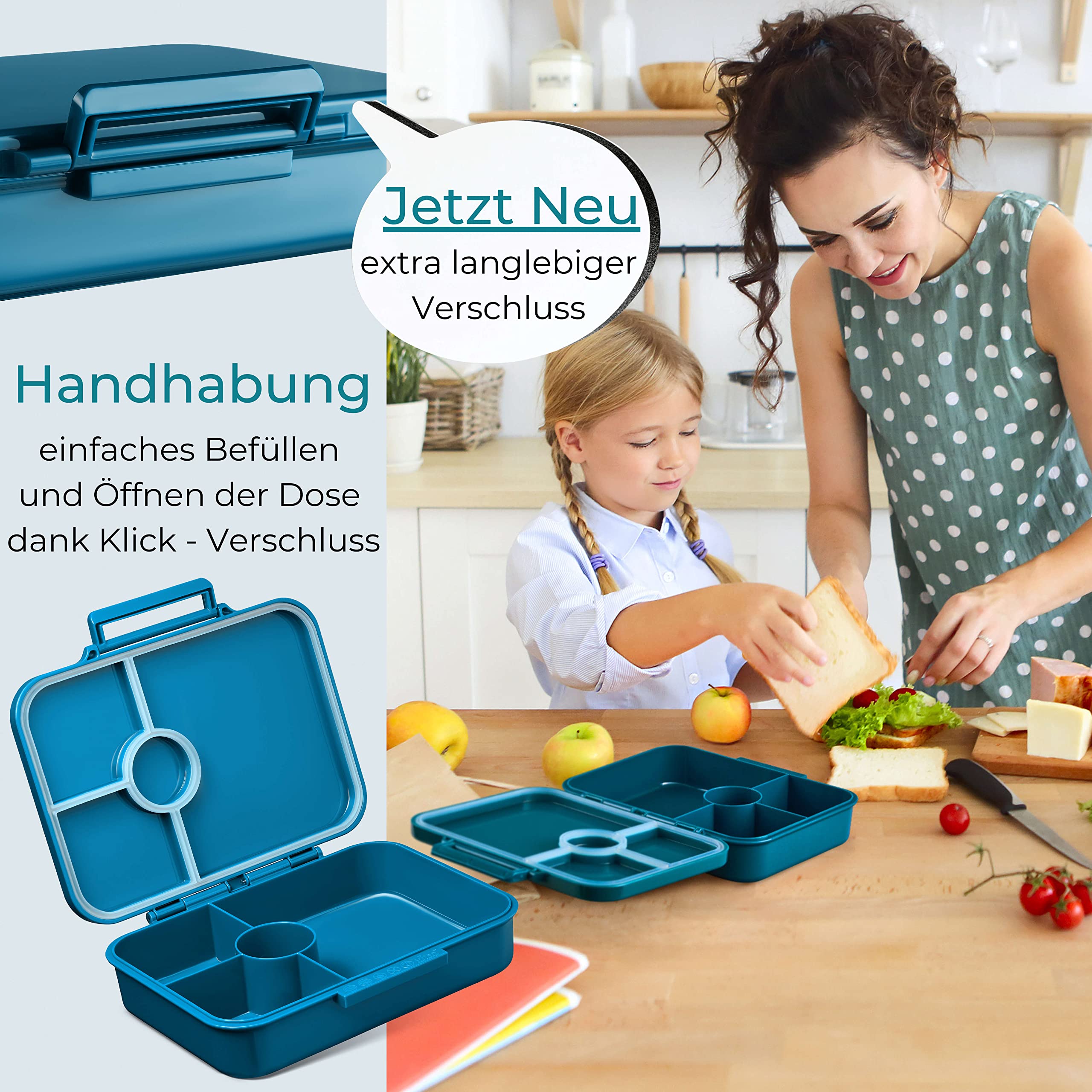 My Vesperbox® Brotdose für Kinder mit Fächern [BIA] - Lunchbox mit Trennfächern - Bento Box - Jausenbox - Brotzeitbox für Schule & Kindergarten - Vesperdose für Jungen & Mädchen