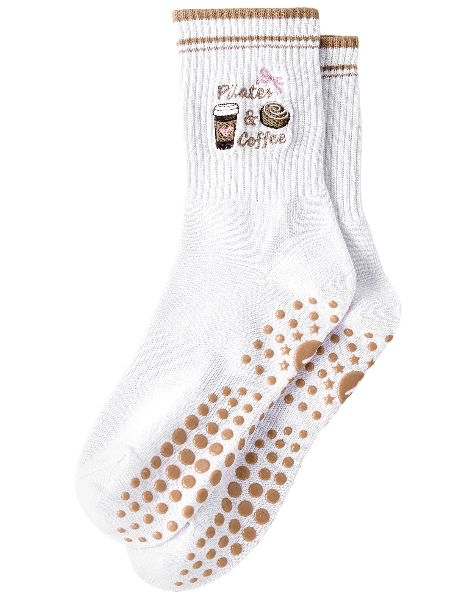 Yawlsow Pilates Grip Socks for Women Yoga Grippy Socks Cute Barre Non Skid Athletic Crew Sticky Sock Workout Hospital