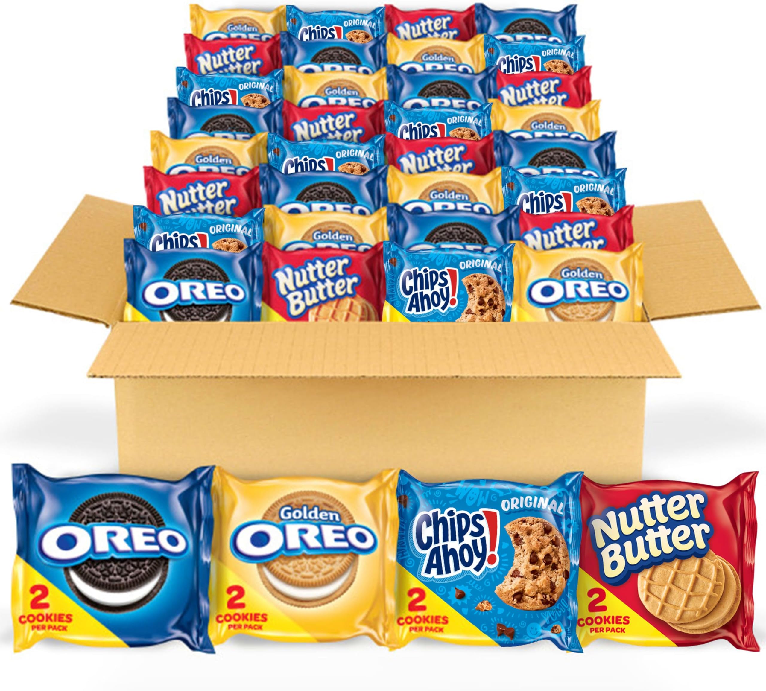OREO Original, OREO Golden, CHIPS AHOY! & Nutter Butter Cookie Snacks Variety Pack, 56 Snack Packs (2 Cookies Per Pack)