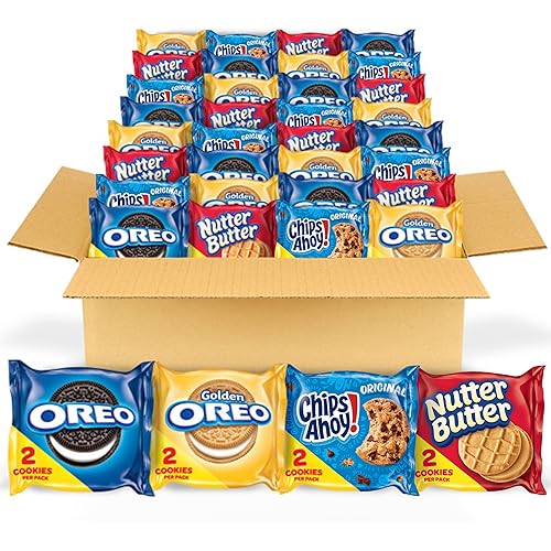 OREO Original, OREO Golden, CHIPS AHOY! & Nutter Butter Cookie Snacks Variety Pack, 56 Snack Packs (2 Cookies Per Pack)