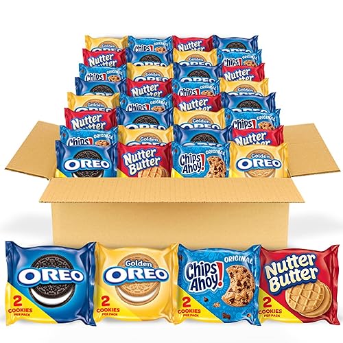 Oreo Oreo Original, Oreo Golden, Chips Ahoy! & Nutter Butter Cookie Snacks Pack de variedades, 56 paquetes de refrigerios (2 cookies por paquete)