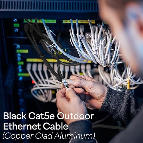 Miniatura 3 de VIVO Negro 250ft Bulk Cat5e, cable Ethernet CCA, caja de extracción UTP, cable Cat-5e, impermeable, al aire libre, cable de entierro directo-V018