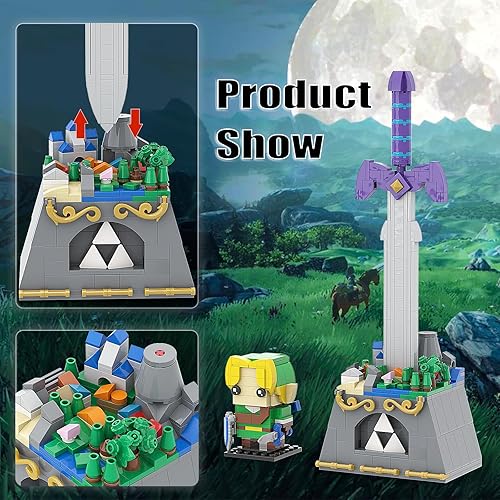 Miniatura 3 de Juego de construcción de eslabones 2 en 1 con la espada maestra con micro hyrule para adultos y niños, kit de construcción de minifiguras de enlace,