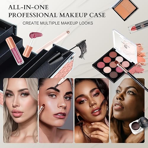 Miniatura 8 de Juego de maquillaje todo en uno para niñas y mujeres, juego de maquillaje profesional de alta capacidad, estuche de tren que incluye sombra de ojos,