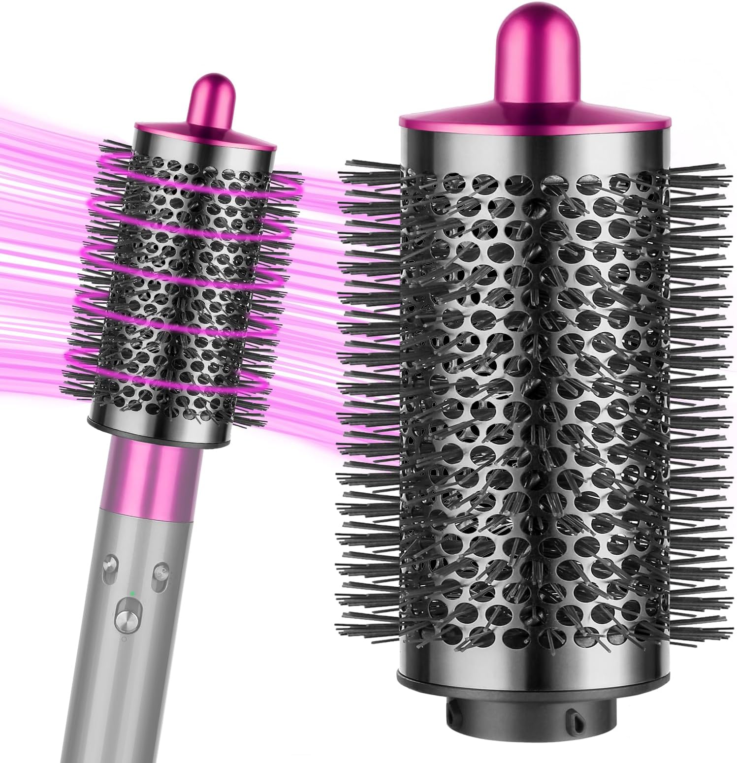 Upgraded Large Round Brush Attachment for Dyson Air wrap Jumbo Bigger Oval Round Volumizing Brush for Dyson Airwrap Accessories, Rose