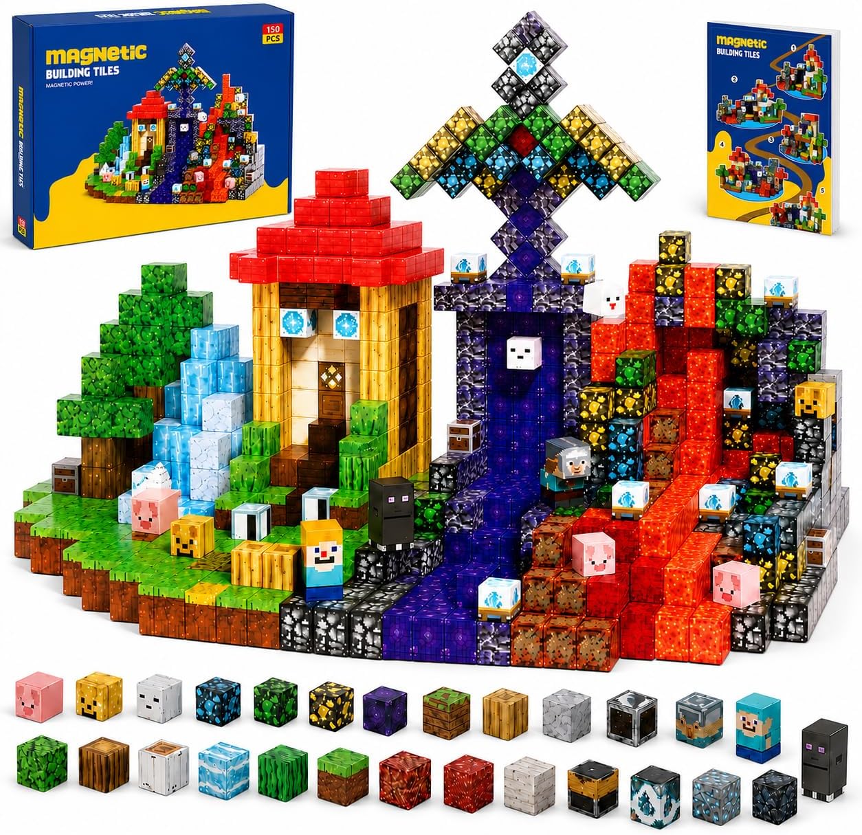 Magnetic Building Blocks 150PCS, 0.8in Stacking Cubes STEM Toy Kids Ages 3+