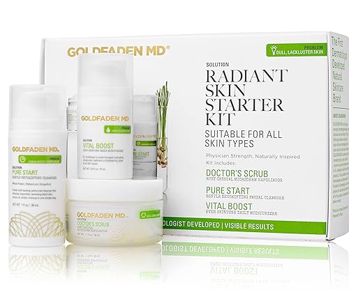 GOLDFADEN MD Radiant Skin Renewal Starter Kit  Régimen completo de cuidado de la piel que incluye exfoliante, limpiador e hidratante diario  Juego