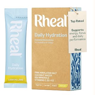 Rheal Hydration Sachets, 7 Day Trial Pack, Ready to Mix, Essential Electrolytes & Vitamin Drink Powder, Sugar Free, Daily Hydration, Energy, Focus, Recovery & Reduced Fatigue – Lemon & Lime - Amazon product rated Grade B