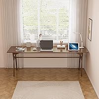 Vista 5 de Escritorio de estudio de madera maciza, mesa de computadora doble larga de 78.8 pulgadas para oficina en casa, estación de trabajo de PC para 2