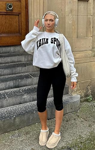 Miniatura 2 de DHSO Leggings de cintura alta para mujer, pantalones capri de yoga suaves para entrenamiento atlético, longitud completa/rodilla, con control