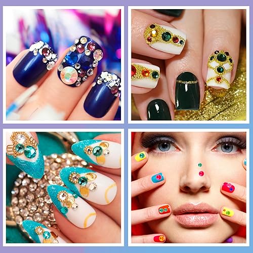 Miniatura 7 de Calcomanías de gemas faciales con pinzas, 6 hojas autoadhesivas de diamantes de imitación para la cara, cristales de maquillaje, calcomanías de