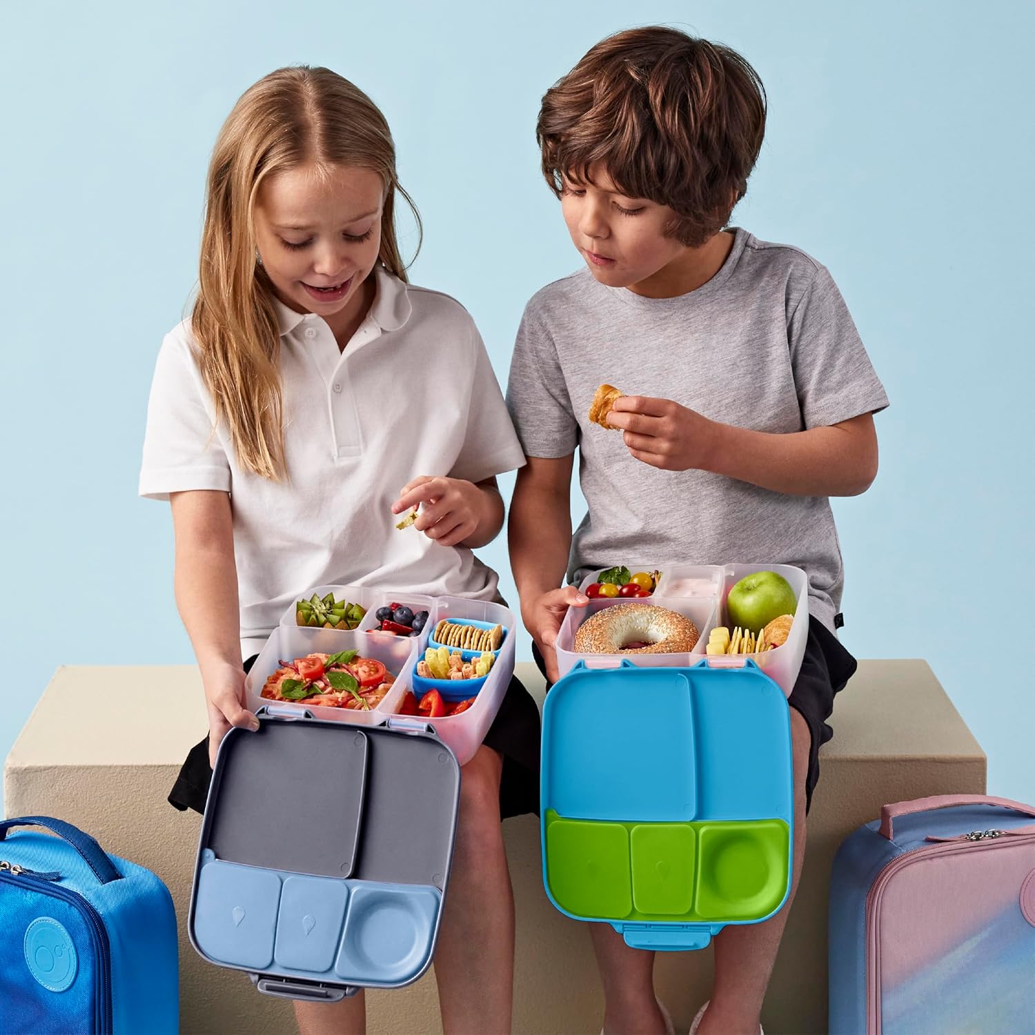 b.box Lunch Box for Big Eaters All Ages - 8.5 Cup Leak Proof Bento Box with 4 Compartments, School Lunch Container with Ice Pack, Dishwasher Safe, BPA-Free, PFAS-Free - Midnight