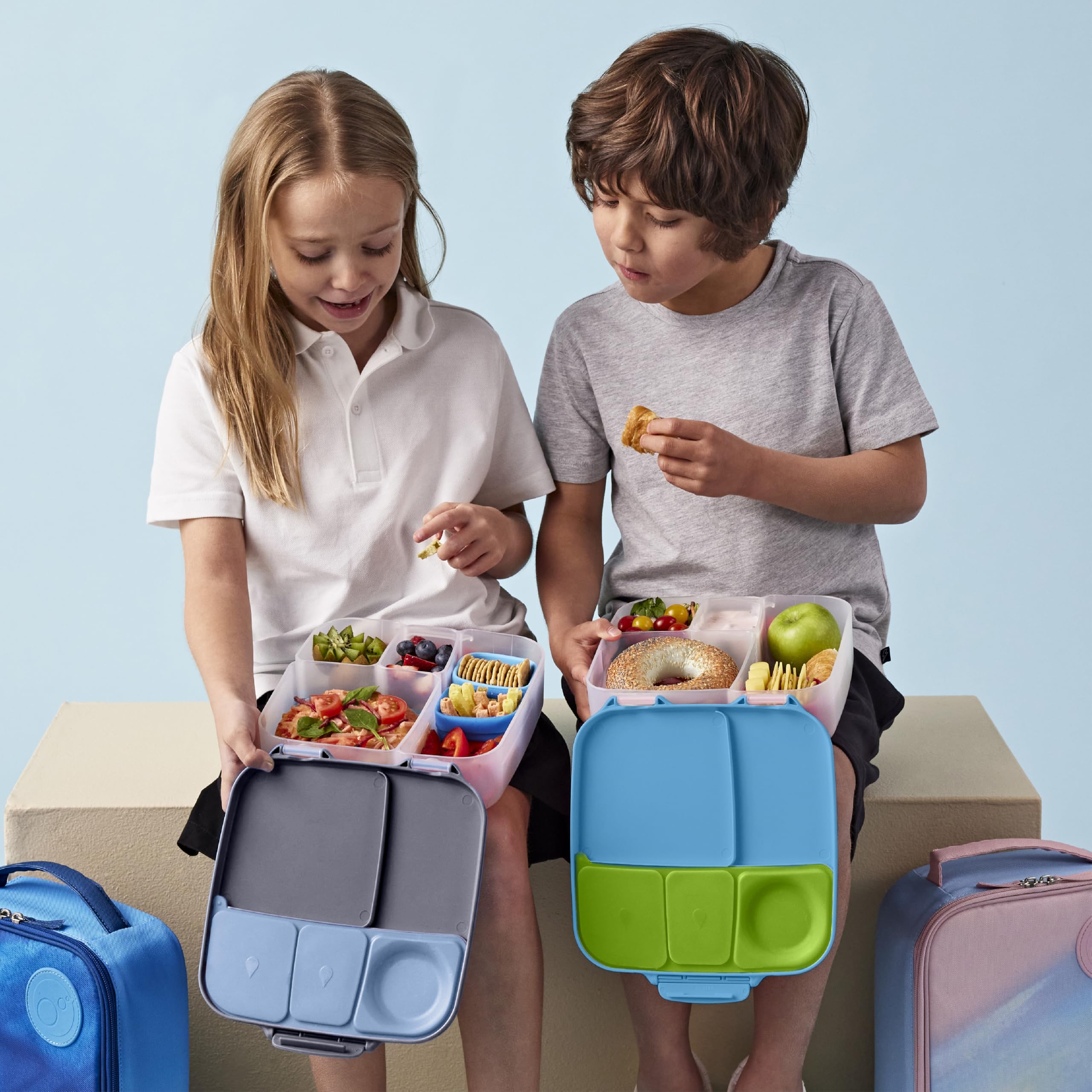 b.box Porta Pranzo Jumbo a 4 Scomparti (2 a Prova di Perdite), Lunch Box con Divisorio Rimovibile | Bento Box con Ghiacciolo | Ideale per la Scuola | Da 3+ | Capacità 2L