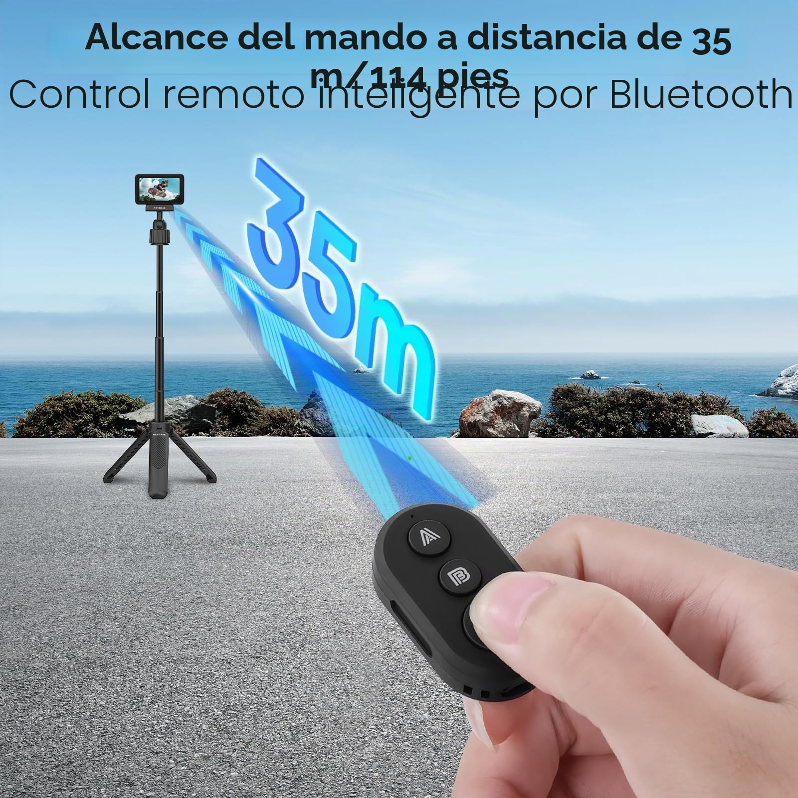 REYGEAK Mando a Distancia Compatible con cámaras dji Action 6/Action 5 Pro/Action 4/Osmo 360, Alcance de 25 m, Seguimiento de Movimiento preciso, Pulsera para Bicicleta