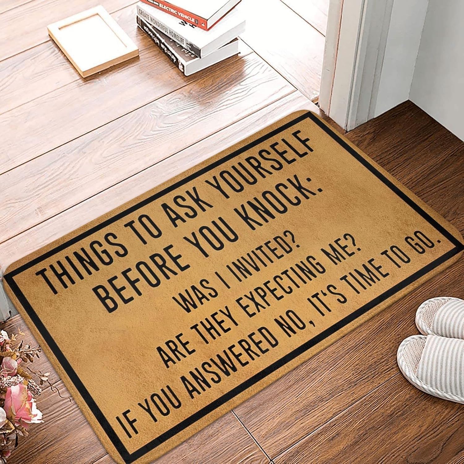 Doormat Welcome Mat for Entryway Things to Ask Yourself Before You Knock Funny Kitchen Mat Indoor Outdoor Decorations for Front Door 20X32 inch