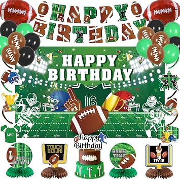 Roetyce American Football Birthday Party Decorations for Kids Adult