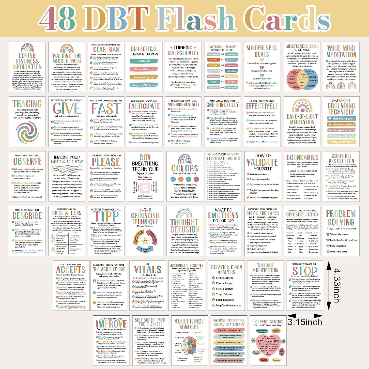 Marspark 48 Pcs DBT Flashcards - Dialectical Philippines | Ubuy