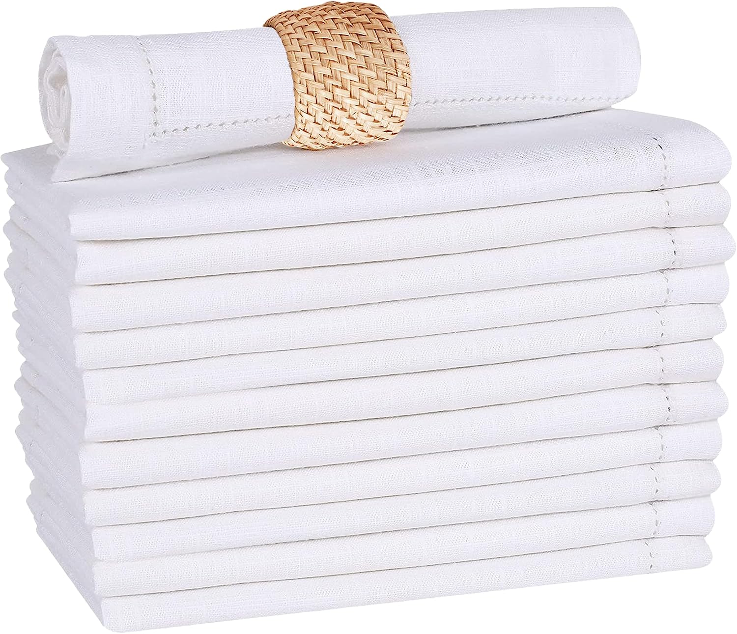 Linen Clubs GFI 100% Cotton Slub Cloth Dinner Napkin Set of 12 – Hemstitch, Soft, Durable & Washable – Ideal for Weddings, Fall, Thanksgiving & Christmas – Perfect Everyday Use Table Linen 20x20 INCH