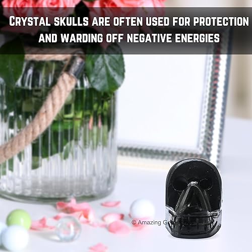 Miniatura 6 de Calavera de cristal de Shungite, mini calaveras para curación, cabeza de calavera de cristal y calaveras de piedras preciosas para meditación