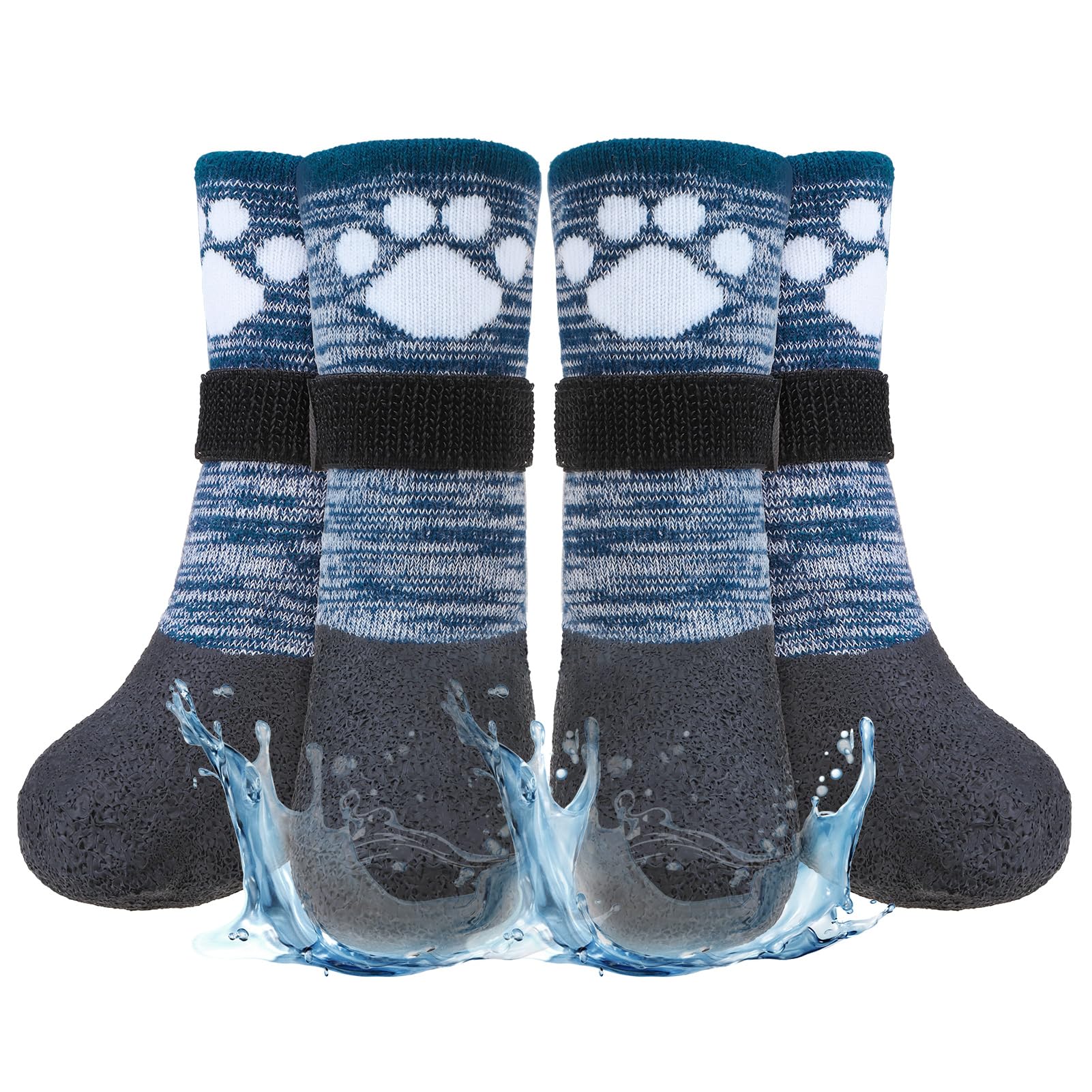 BEAUTYZOO Anti Slip Dog Socks Boots, Dog Shoes for Hot/Cold Pavement Snow Rain Days,Waterproof Grip Dog Booties Paw Protector for Hardwood Floor,