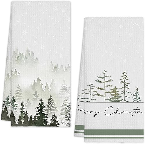 Miniatura 11 de Toallas de cocina de Navidad - Rosa, toallas de mano absorbentes con diseño de moño de Papá Noel y cuadros de búfalo, decoración festiva de invierno