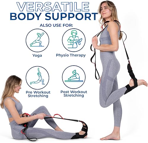 Miniatura 3 de Fitness Stretching Strap with neoprene padded loops, fascia stretcher Nylon Strap for pre and post workout stretches, yoga, exercise, Physical