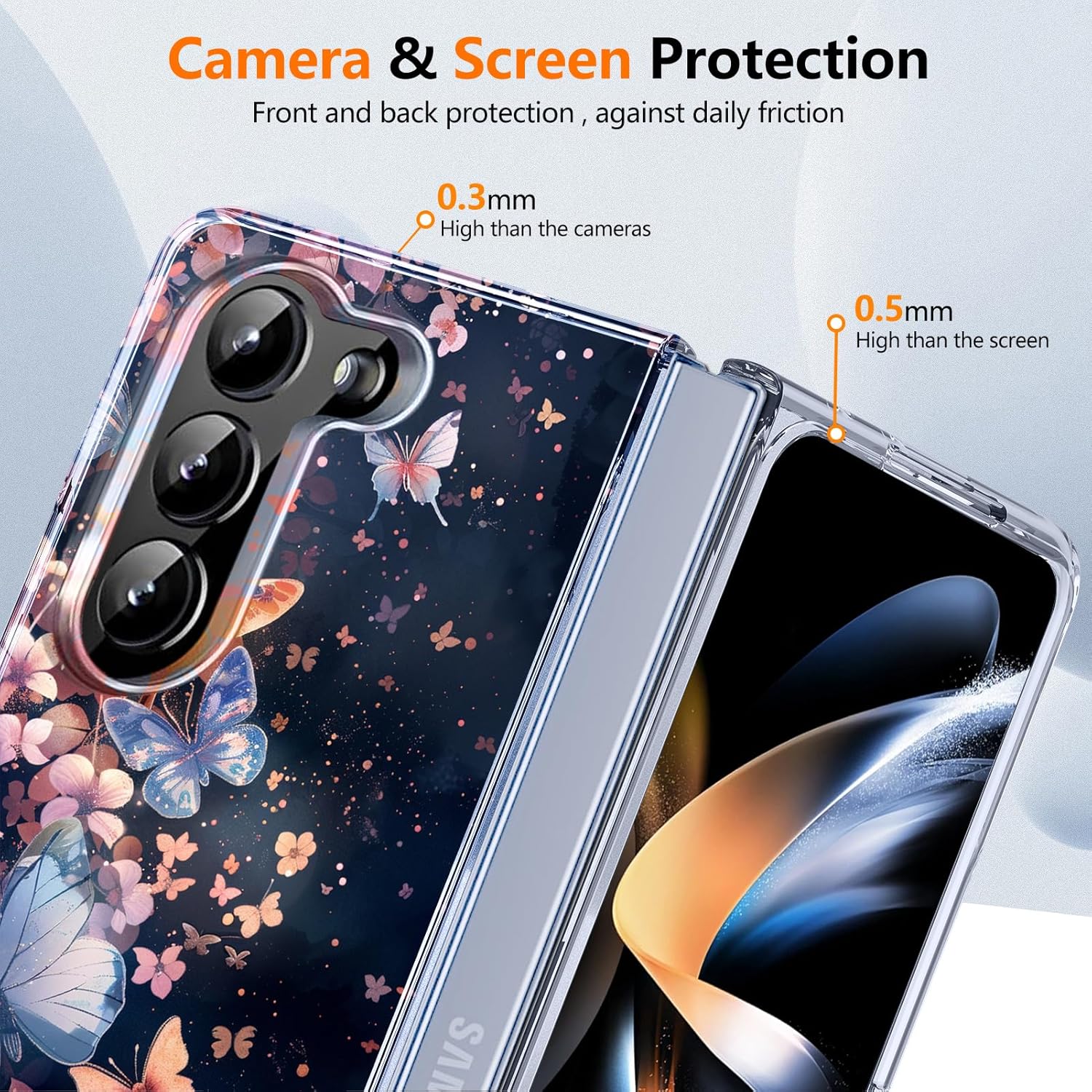 Magnetic for Galaxy Z Fold 7 Case,Built-in Magnet Circle&Wireless Charging,Military-Grade Shockproof case Cover for Z Fold 7 [Pink Butterfly] MUS-CXDZ-09-05 - Image 2