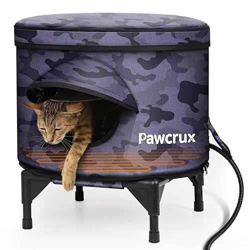 Heated Cat House for Outdoor in Winter, Metal Frame Cat