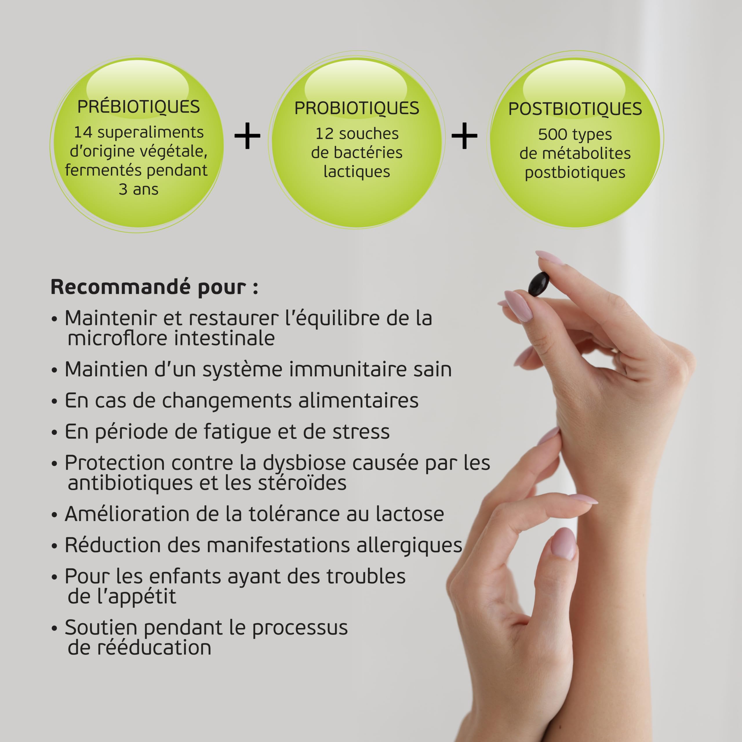 STANDARD Probiotiques Santé Intestinale OM-X® 60 Gélules | Prébiotiques, Postbiotiques, 3 Ans Fermentation, 12 Cultures Vivantes, flore intestinale, 14 base de plantes légumes, fruits