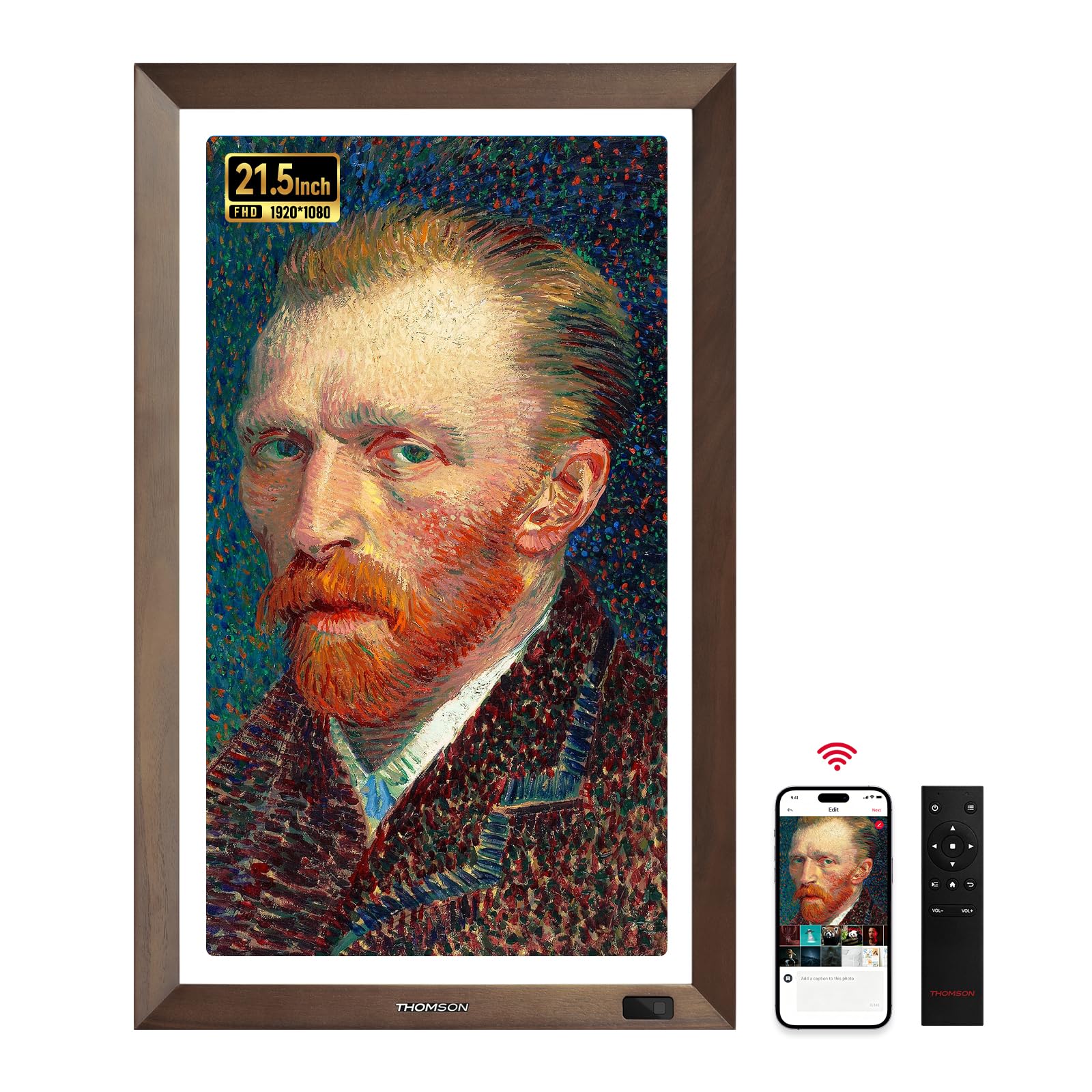 THOMSON 21.5 Inch Wooden WiFi Digital Picture Frame