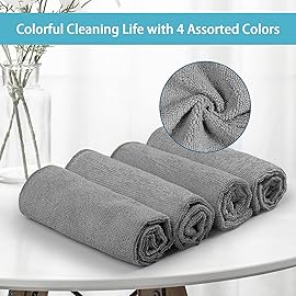 HOMEXCEL Grey Microfiber Cleaning Cloth,150 Pack Cleaning Rags, Cleaning Towels,11.5X11.5 Shop Towels