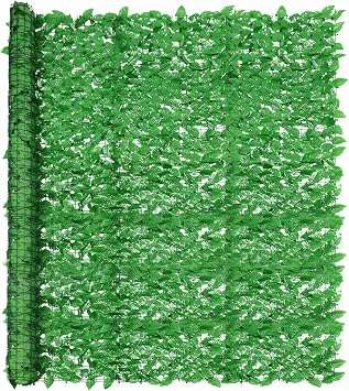 6x8 1 PC Artificial Laurel Leaf Cover Faux Leaves Hedge Fence Screen Greenery Wall Decoration for Outdoor Balcony Backyard Garden Patio Light Green