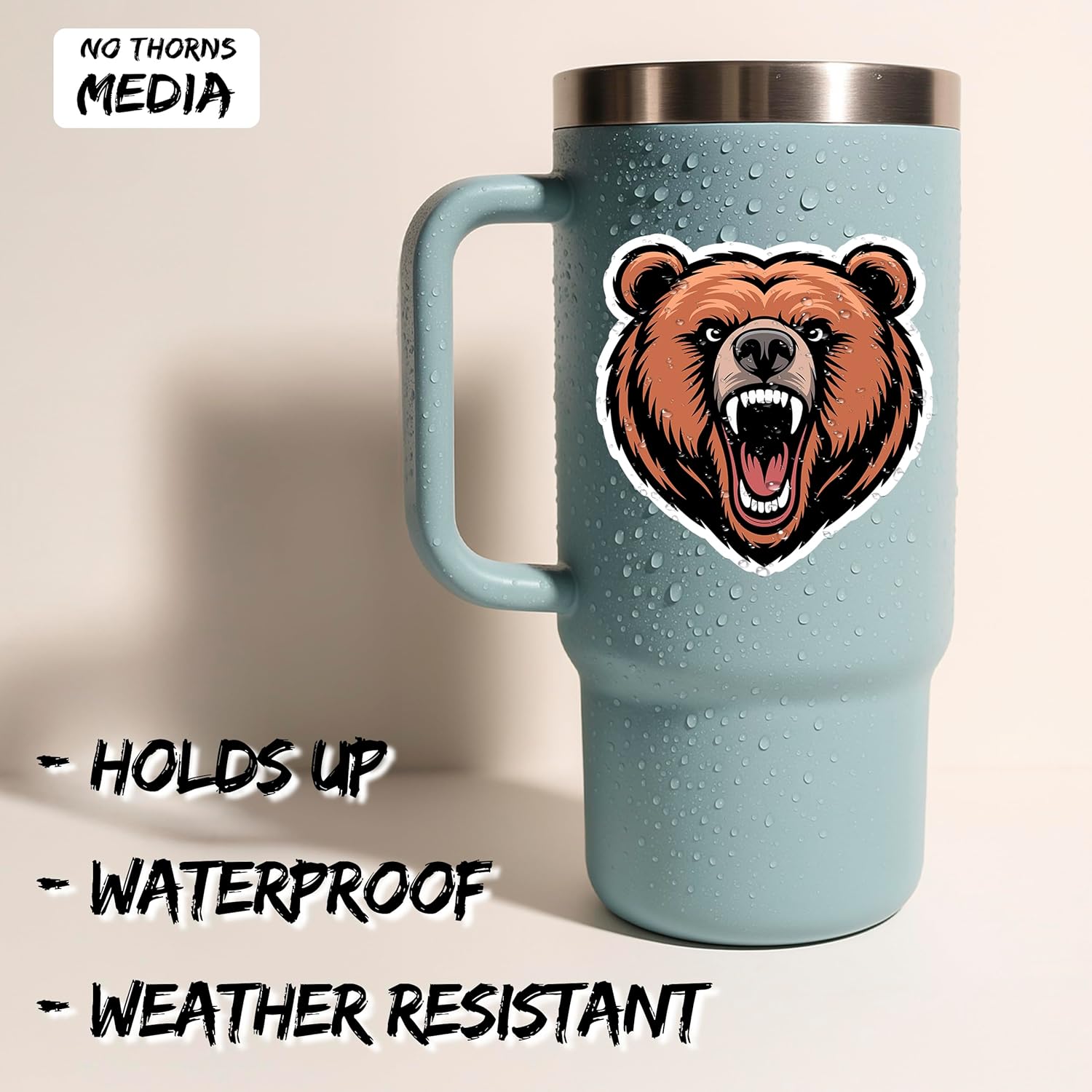 Angry Bear Sticker 4 Inch 2-Pack - Waterproof Vinyl Decal for Laptop Water Bottle Car Tumbler - Durable Aesthetic Long-Lasting Stickers for Adults ID45039 - Image 2