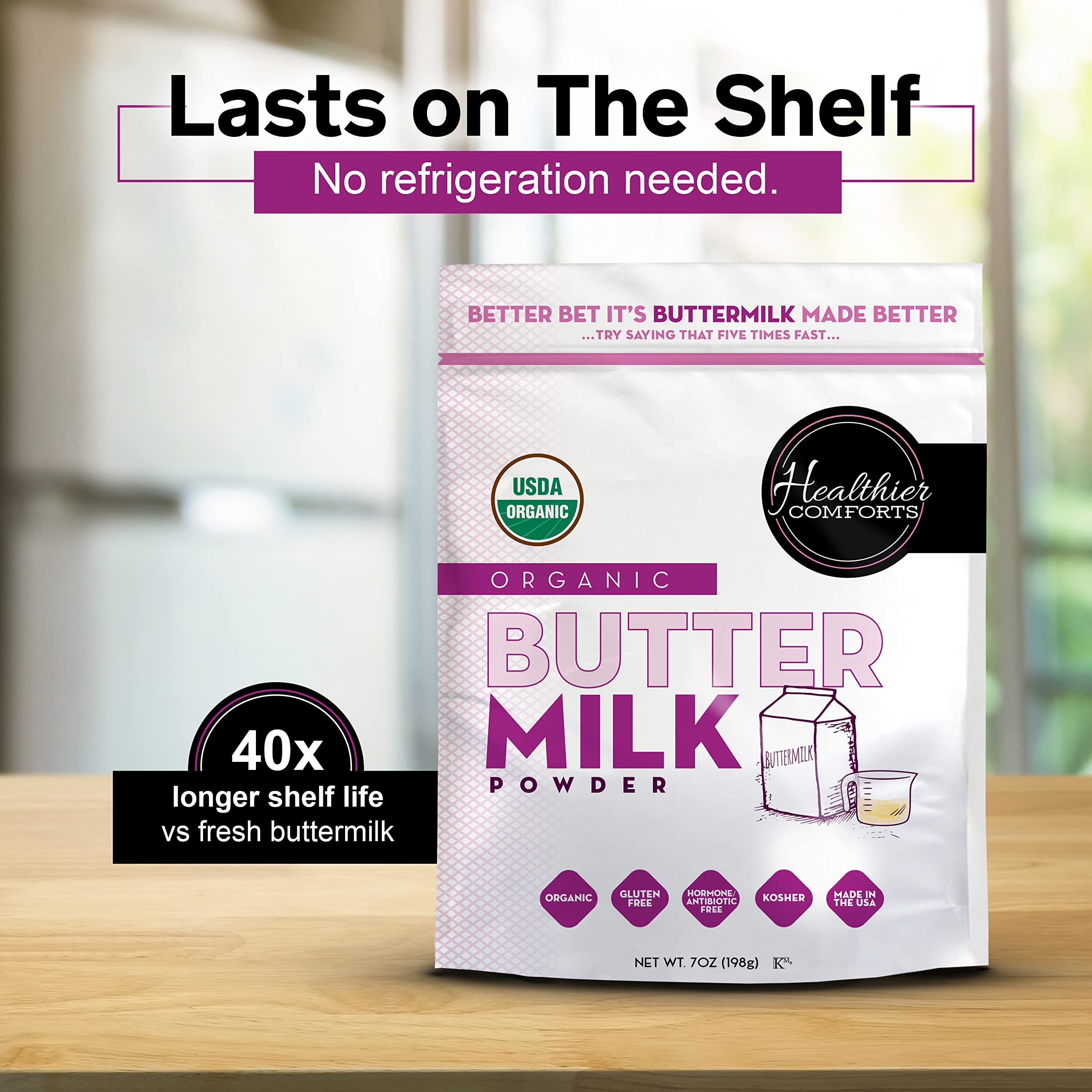 Healthier Comforts Organic Buttermilk PowderUSDA