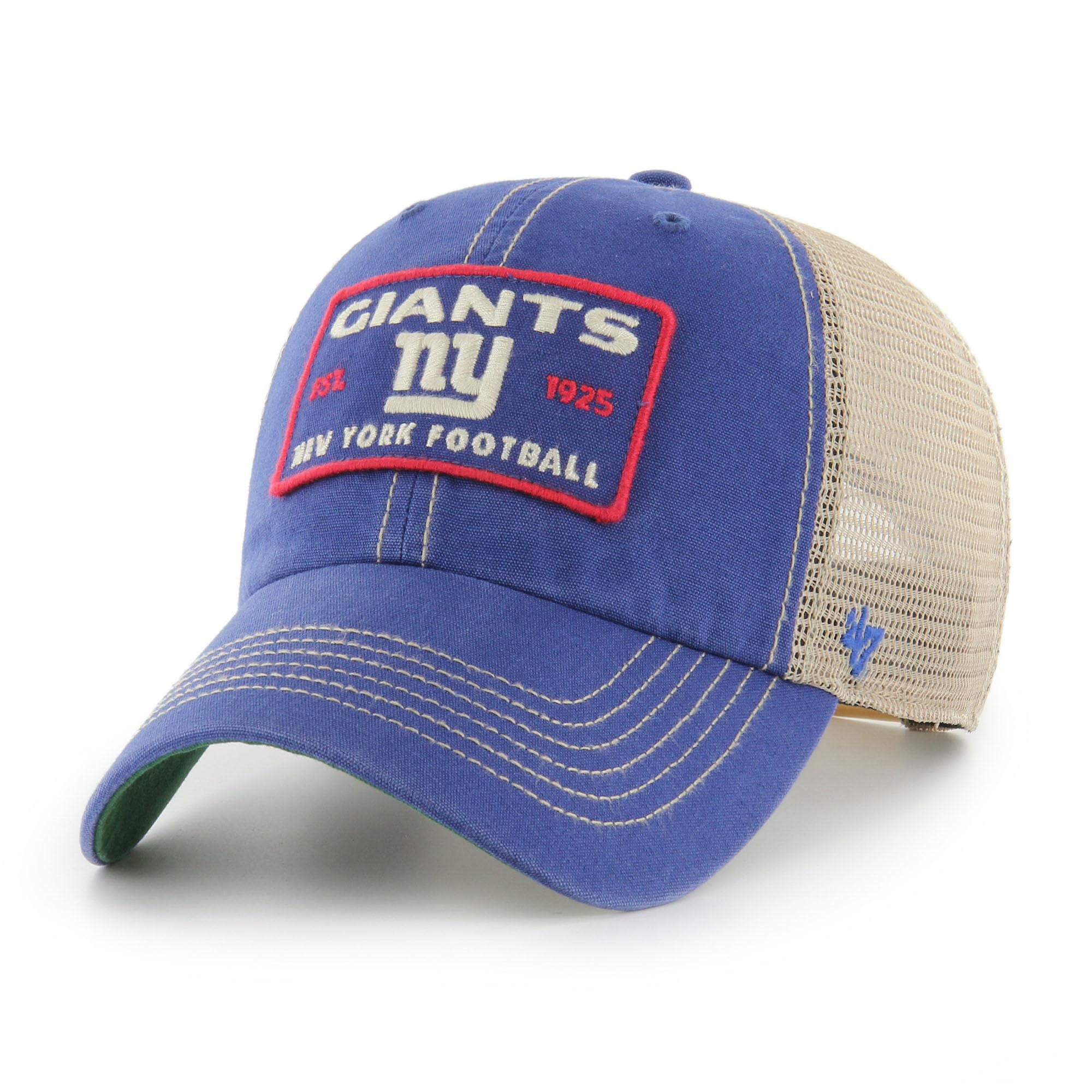 47 Men's NFL Wabash Trucker Clean Up Adjustable Hat, New York Giants, Royal, One Size