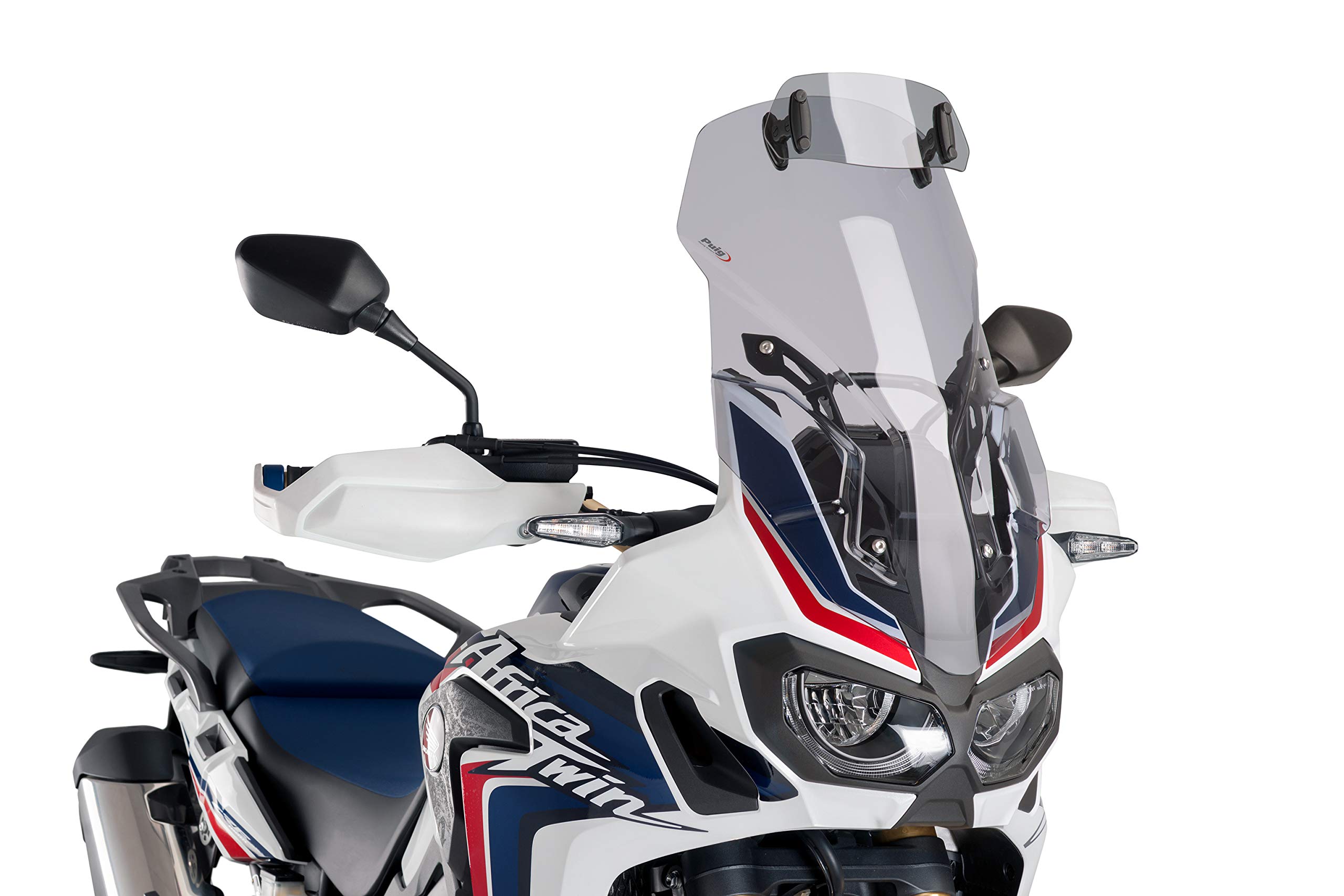 Puig 8906H Touring windscreen with visor, tall and aerodynamic, made of high-impact acrylic with an adjustable visor that improves protection and comfort while riding, Smoked