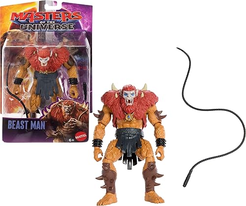Masters of the Universe 2026 Movie Beast Man 5.5 Inch Action Figure Villain Toy, Content Inspired with 14 Movable Joints & Whip, Evil Hairy Henchman