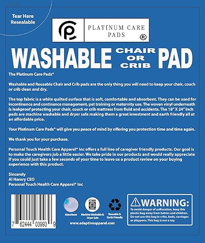 Miniatura 2 de Platinum Care Pads - Almohadillas de cama lavables para incontinencia, tamaño 18 x 24 pulgadas, paquete de 4