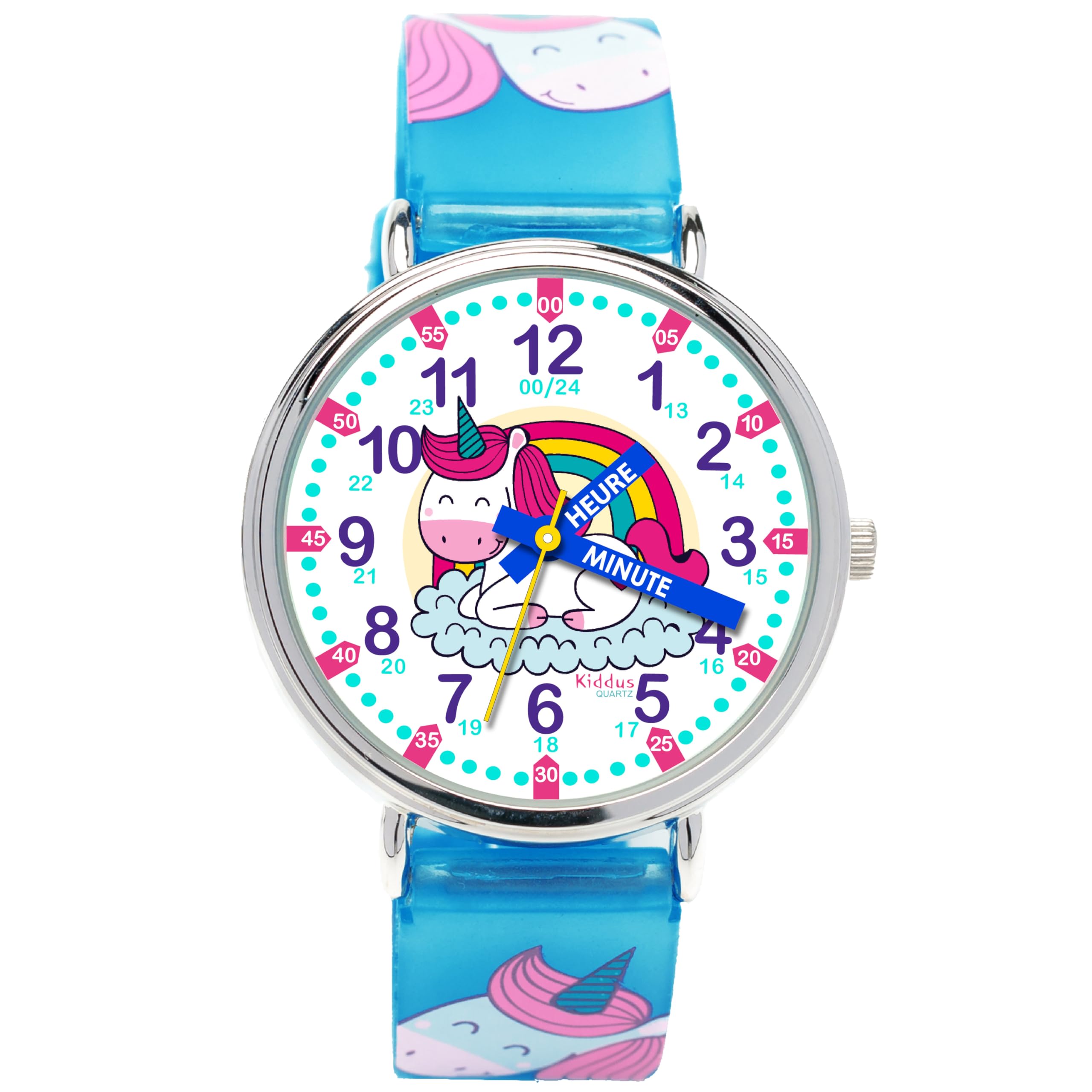 Kiddus Orologio Educativo per Bambino e Bambina dai 5 ai 10 Anni, Orologio Analogico Didattico per Imparare l'Ora, Movimento Giapponese