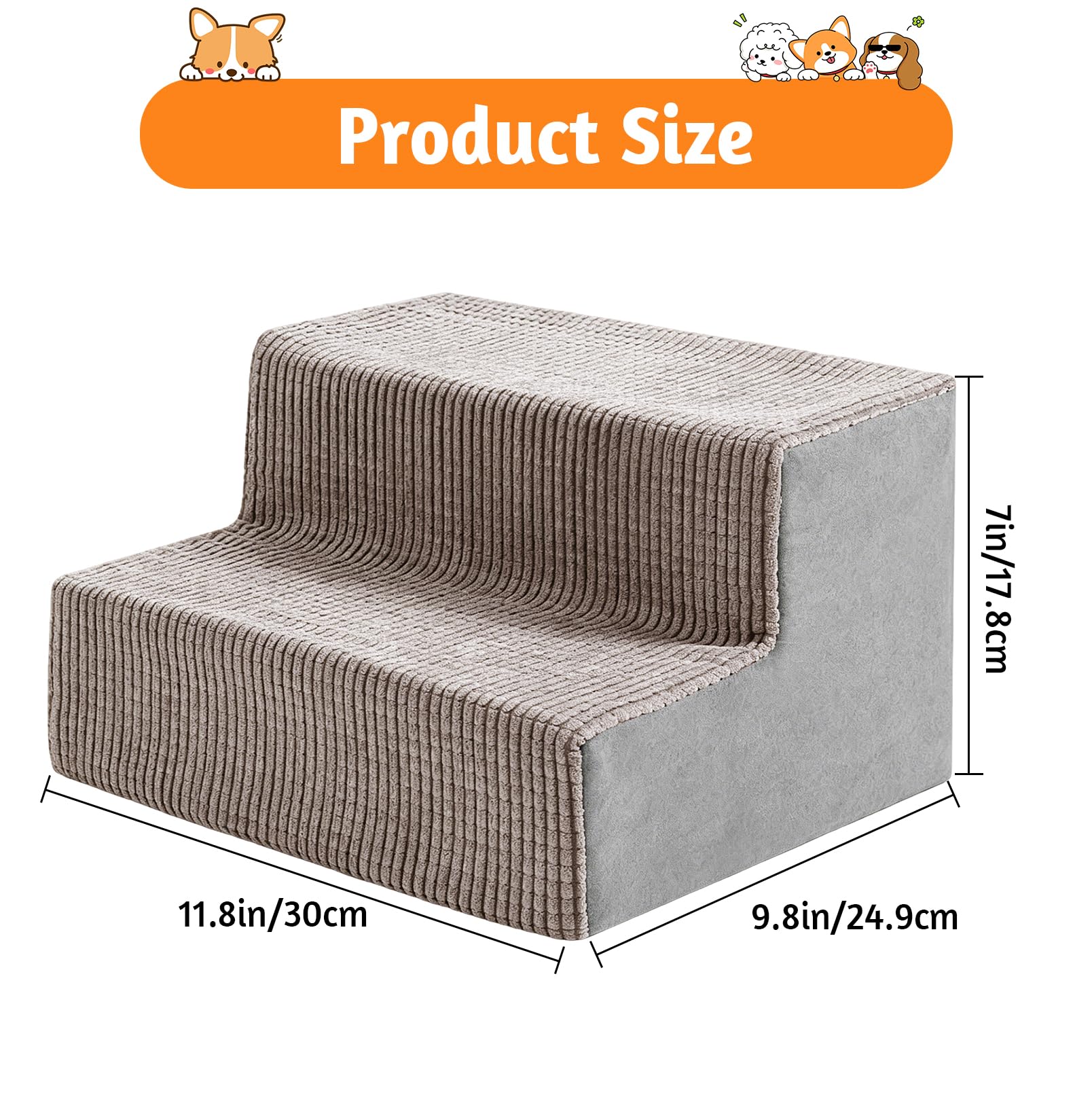4 rampe per cani per scale | Scaletta antiscivolo per cani, riempita con spugna elastica, rampe staccabili per cani anziani di piccola taglia