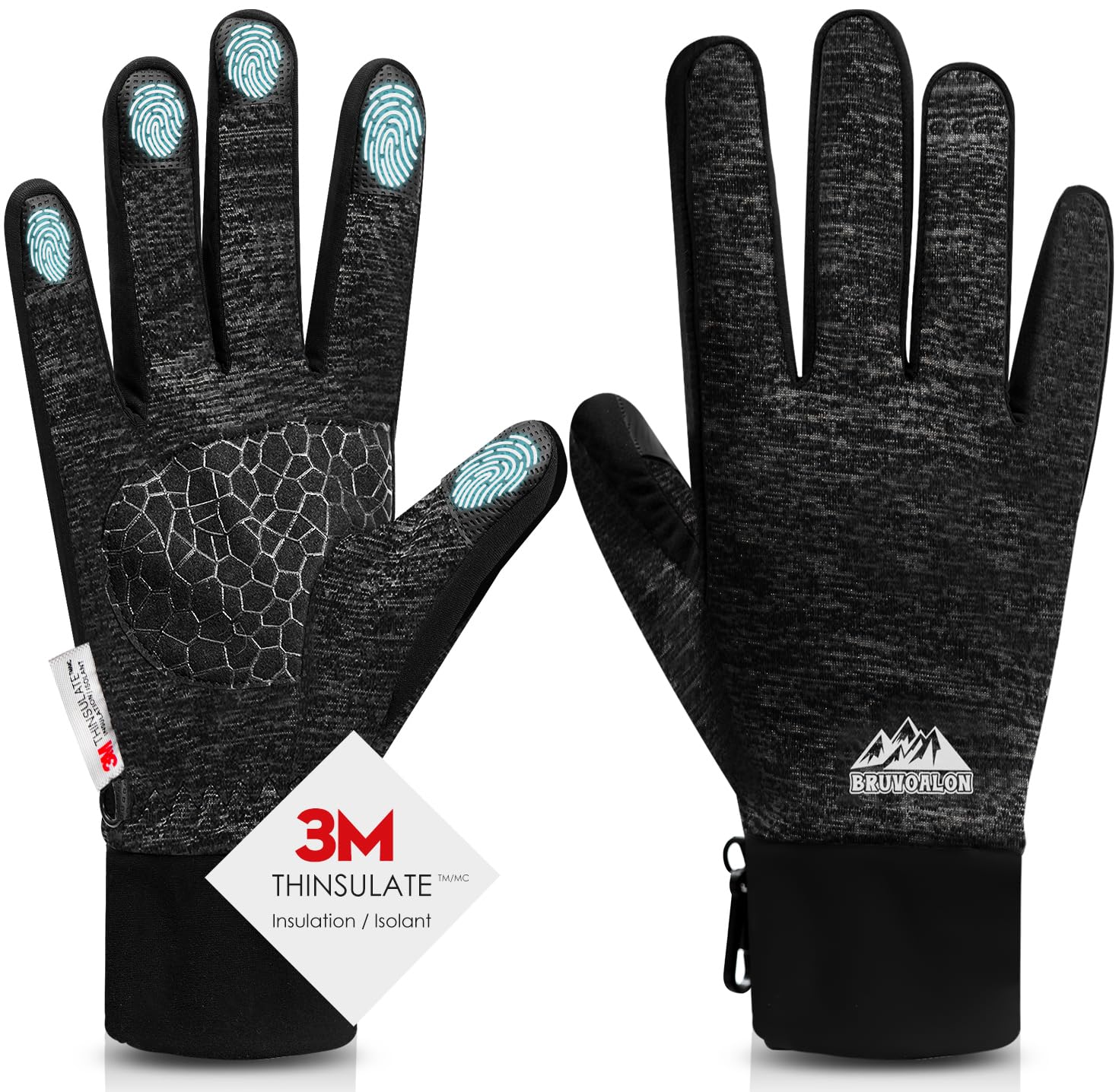 Bruvoalon Winter Gloves for Women &amp; Men, 3M Thermal Insulation, Lycra Fabric, Touchscreen, Anti-Slip