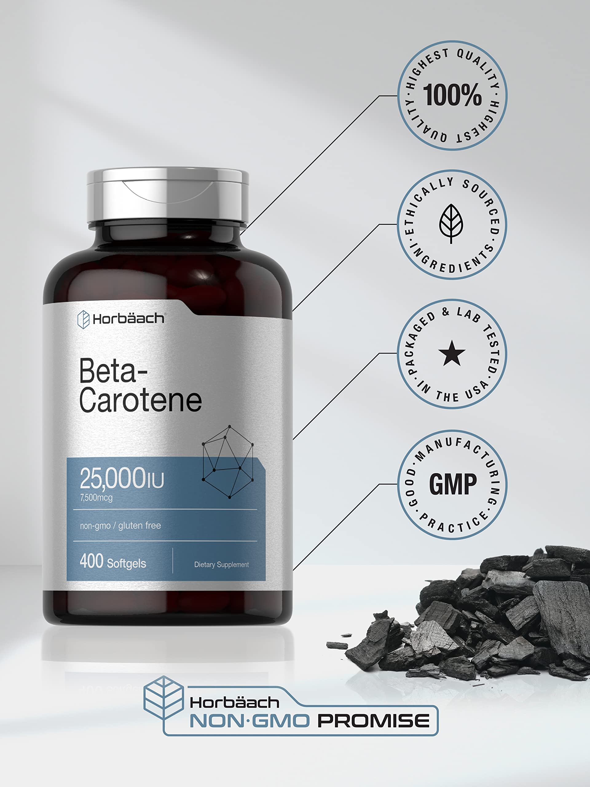 Horbäach Beta Carotene Supplement | 25000 IU Softgels | 7,500 mcg — Amazon image 5