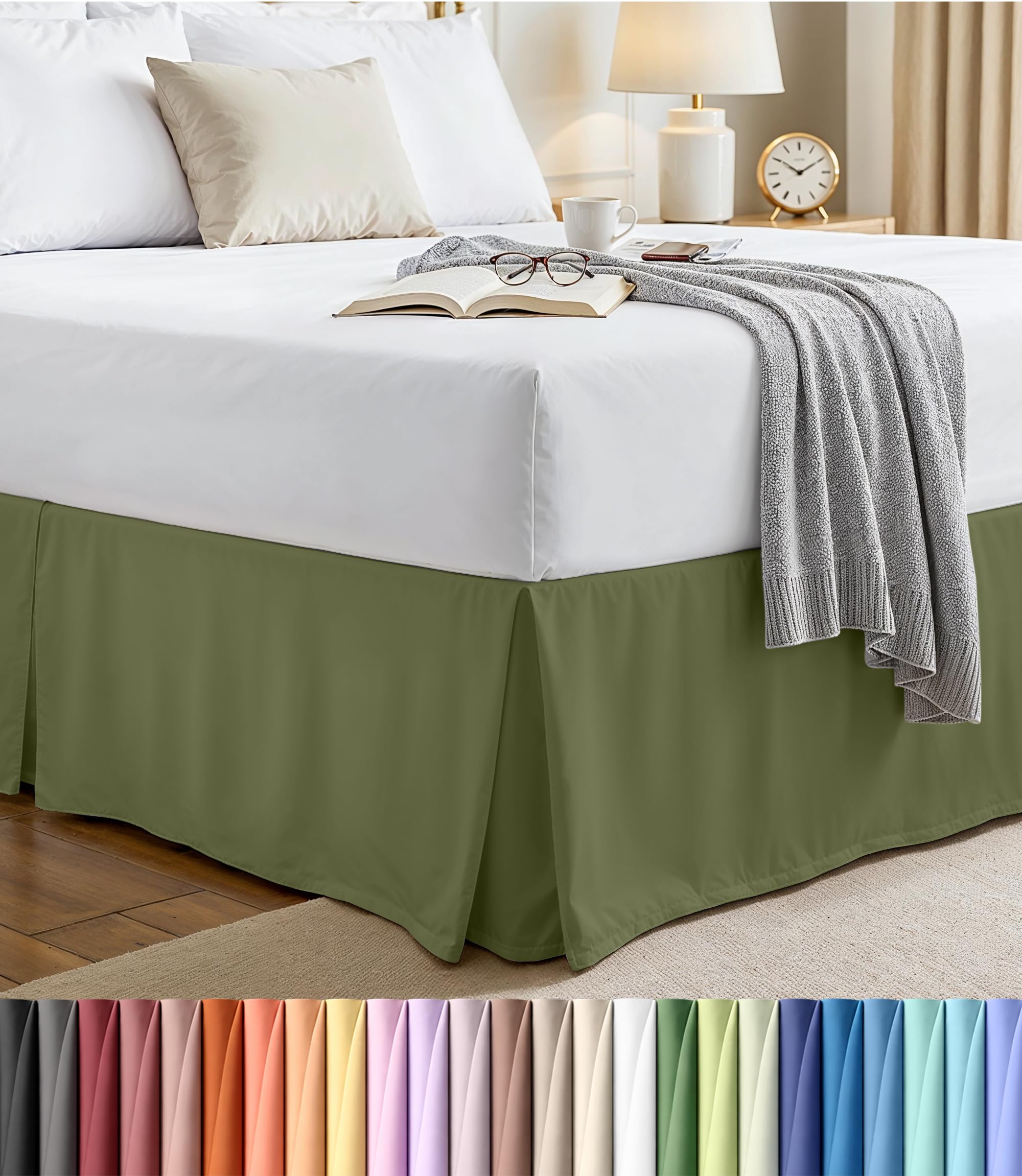 Utopia Bedding King Bed Skirt - Soft Quadruple Pleated Ruffle - Easy Fit with 16 Inch Tailored Drop - Hotel Quality, Shrinkage and Fade Resistant (King, Olive) — image 1