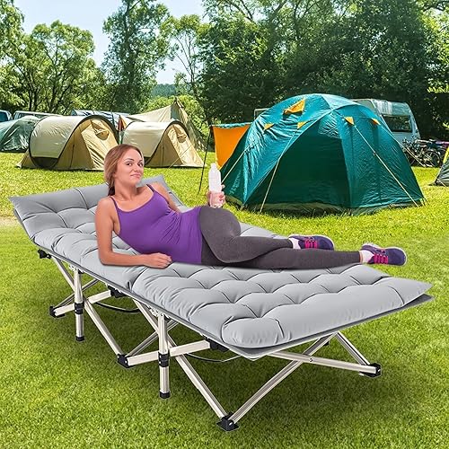 Miniatura 3 de Oeyal Cunas plegables de campamento para adultos, catres plegables para dormir, catres de campamento de viaje portátiles, cama de invitados, cuna de