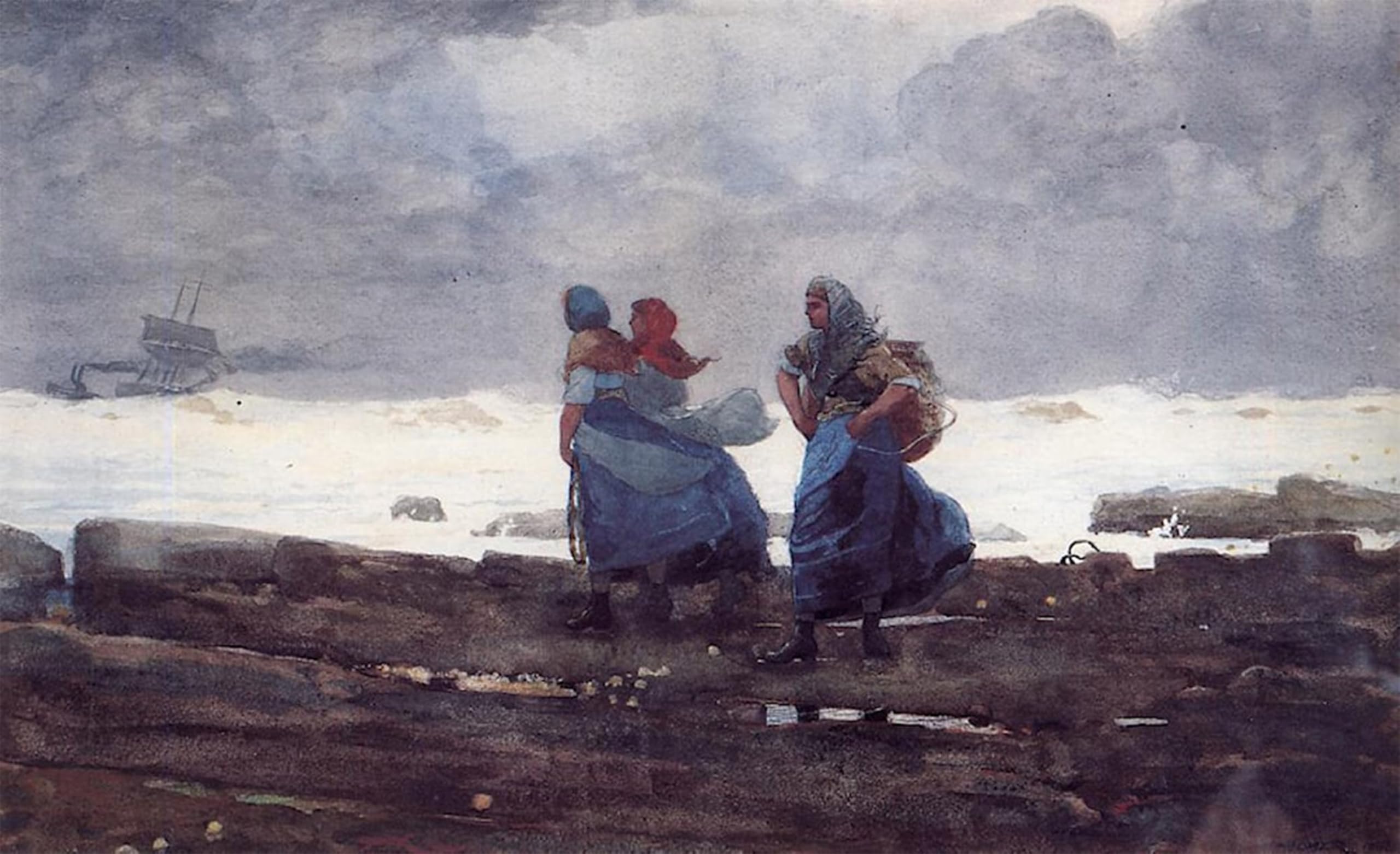 ARTXLXXBN Famous Painting Art Wall Decor Abstract Art Picture Fisherwives by Winslow Homer Animal Pictures for Home Decor 60x90cm